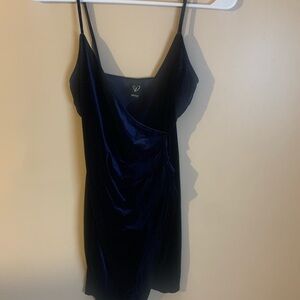 Elegant Navy Blue Velvet Dress